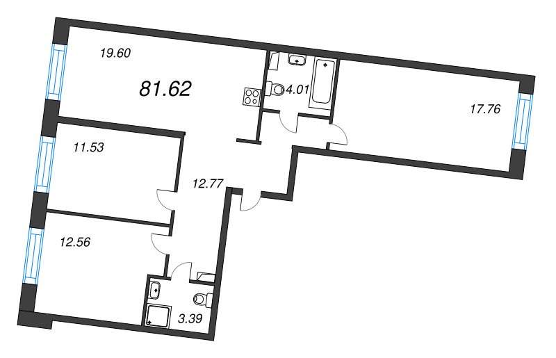 4 ккв (Евро) 81,6 м²