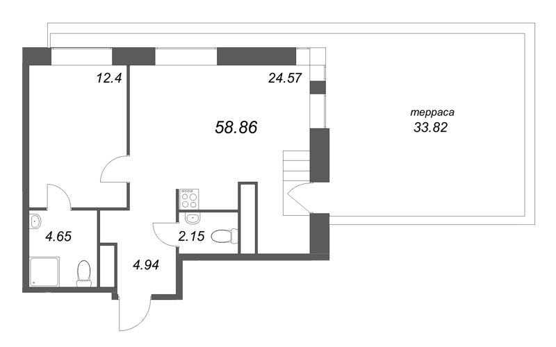2 ккв (Евро) 58,9 м²