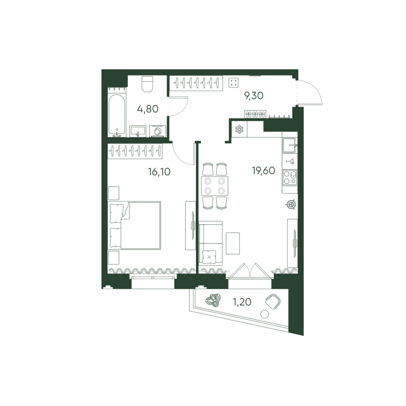 2 ккв (Евро) 51 м²