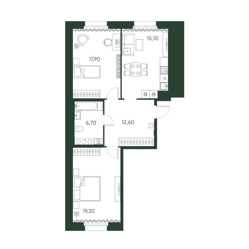 3 ккв (Евро) 73,4 м²
