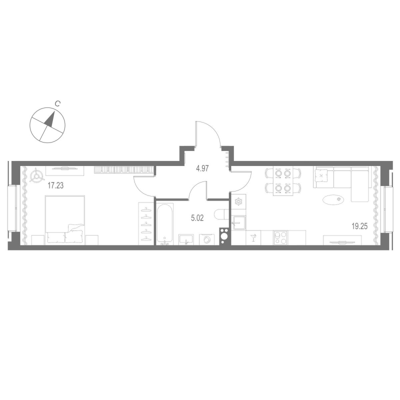 2 ккв (Евро) 46,5 м²