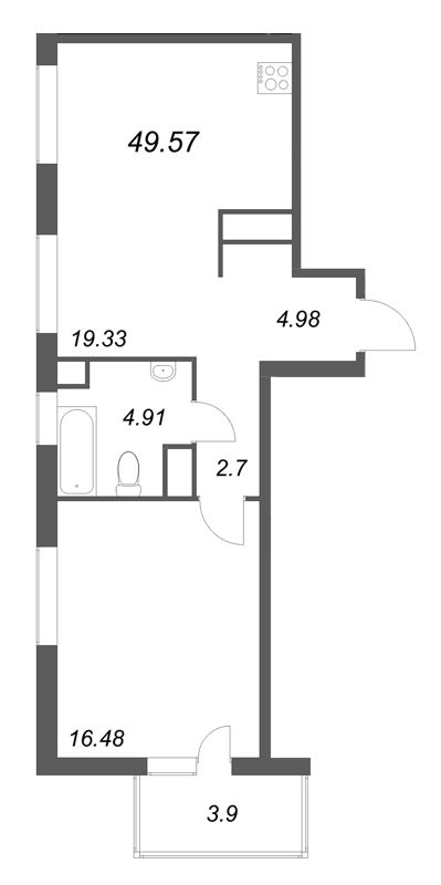 2 ккв (Евро) 49,6 м²