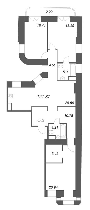 4 ккв (Евро) 124,6 м²