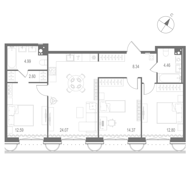 4 ккв (Евро) 84,2 м²
