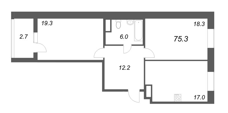 3 ккв (Евро) 73,7 м²