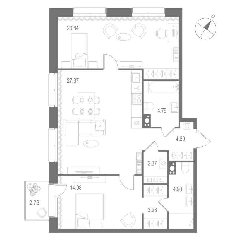 3 ккв (Евро) 82,2 м²