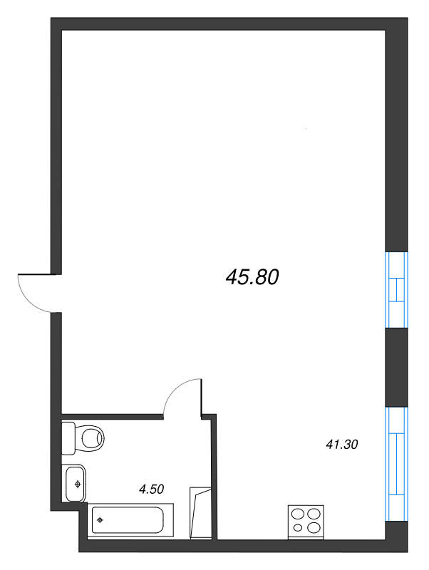 Студия 46,1 м²