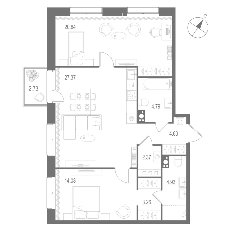 3 ккв (Евро) 82,2 м²