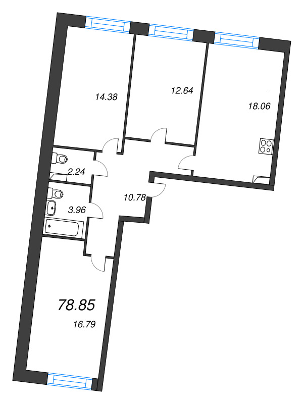 4 ккв (Евро) 78,9 м²
