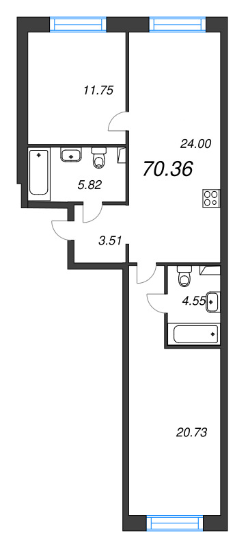 3 ккв (Евро) 70,4 м²