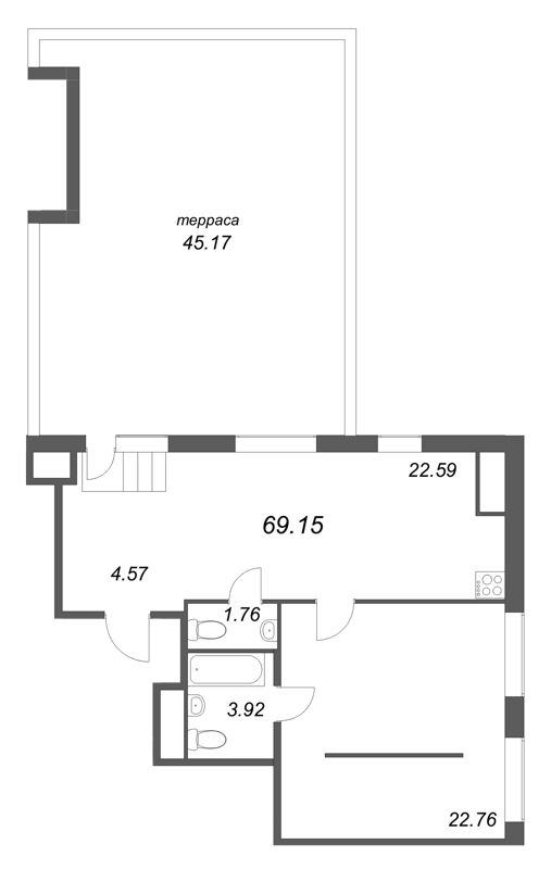 2 ккв (Евро) 69,2 м²