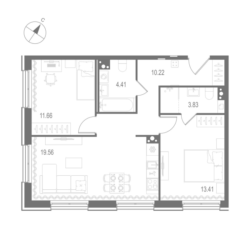 3 ккв (Евро) 63,1 м²