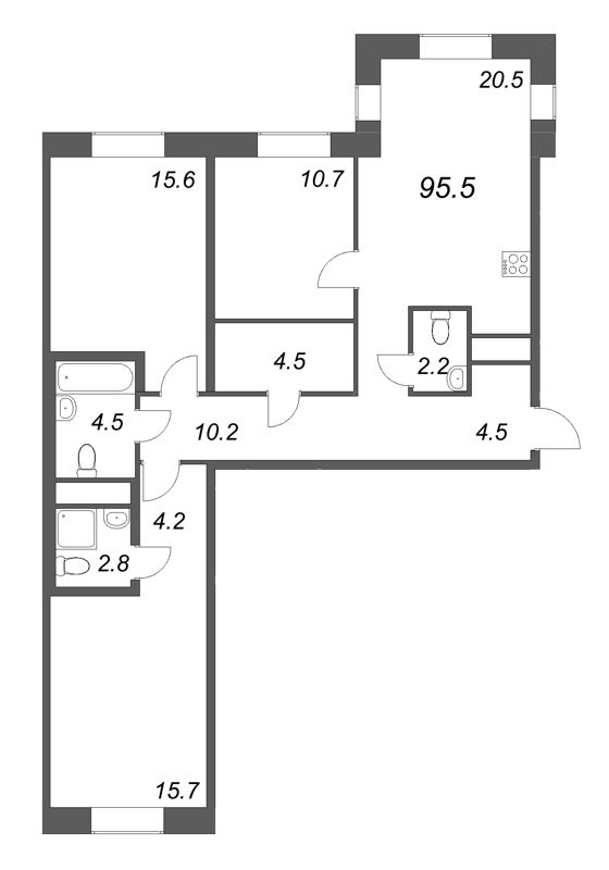4 ккв (Евро) 96,2 м²