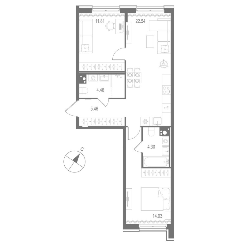 3 ккв (Евро) 62,6 м²