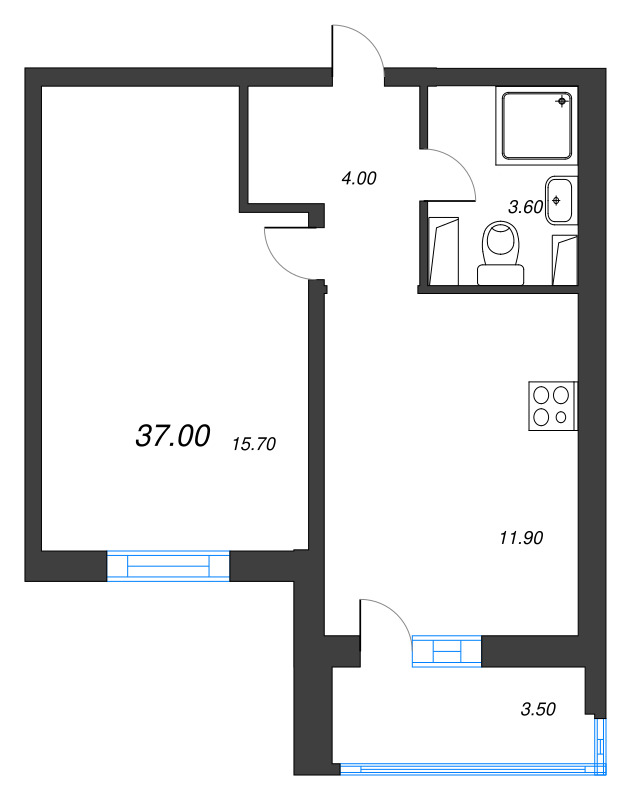 1 ккв 36,4 м²