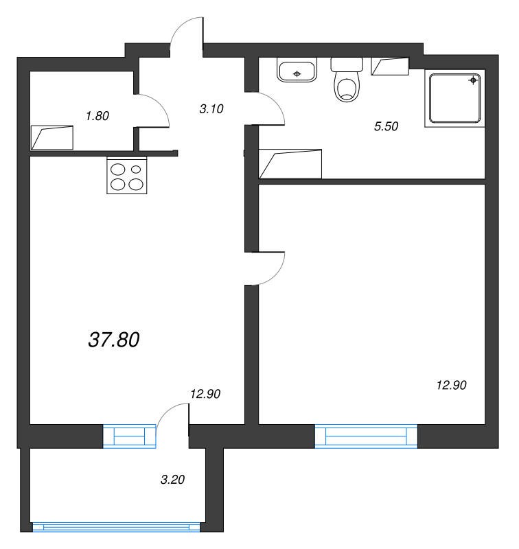 1 ккв 37,2 м²