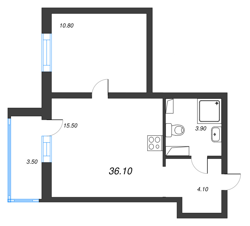 2 ккв (Евро) 35,3 м²