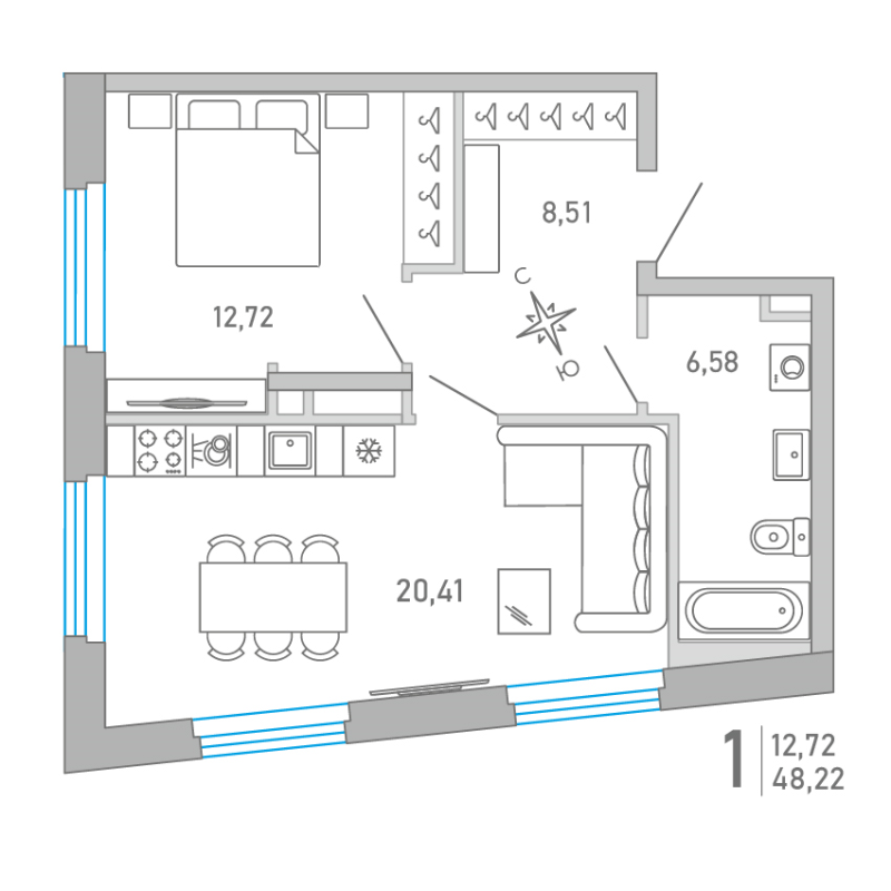 2 ккв (Евро) 48,1 м²