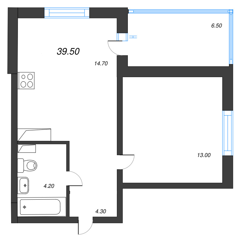1 ккв 38,9 м²