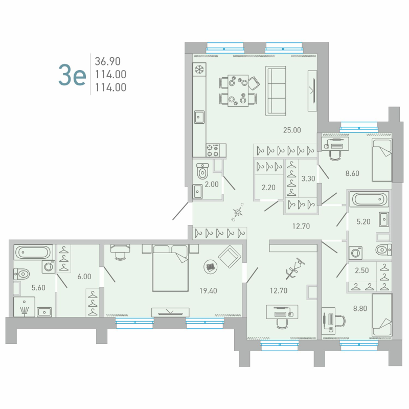 4 ккв (Евро) 111,7 м²