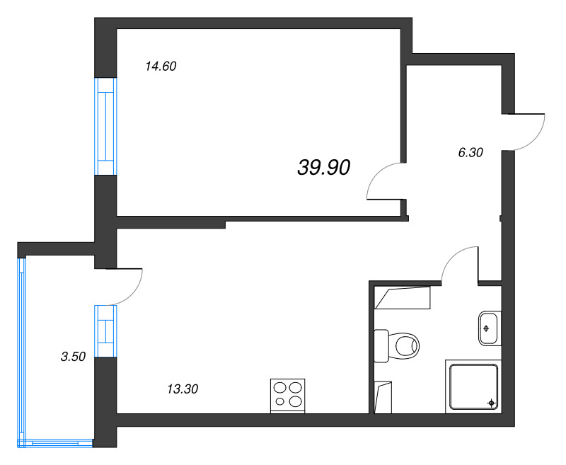 1 ккв 38,4 м²