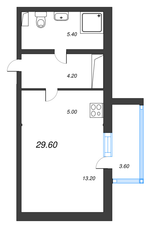 Студия 29 м²