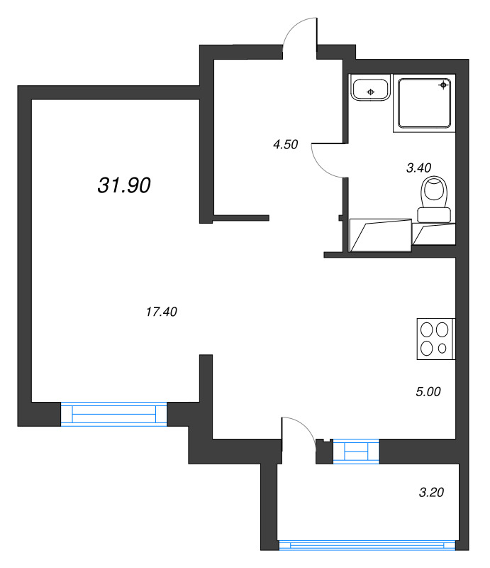 Студия 31,2 м²