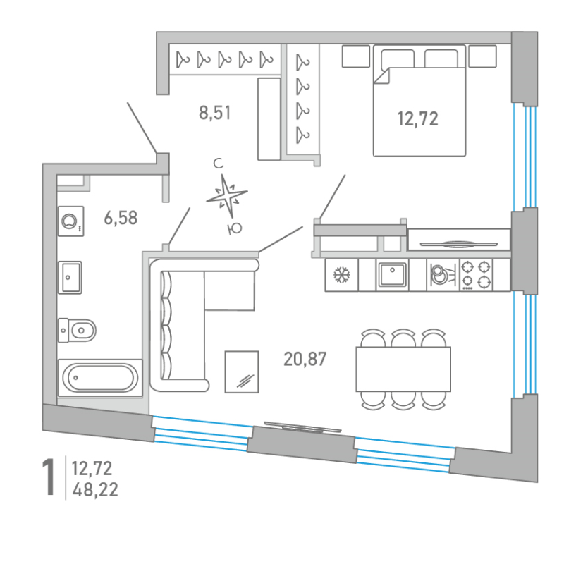 2 ккв (Евро) 48,1 м²