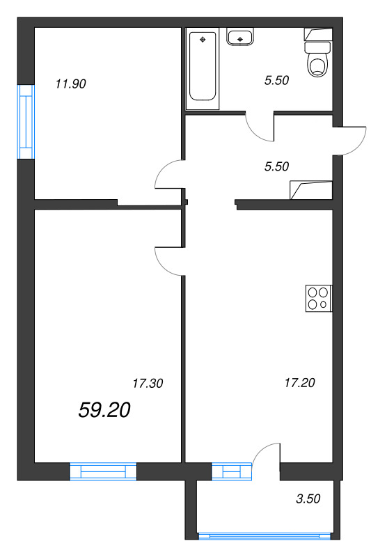 3 ккв (Евро) 58,2 м²
