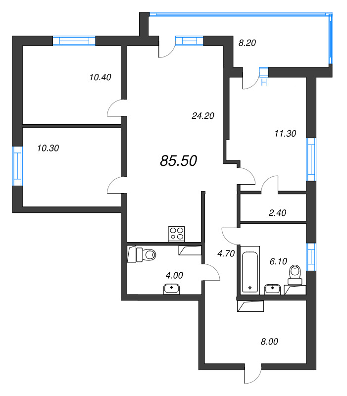 4 ккв (Евро) 86,1 м²