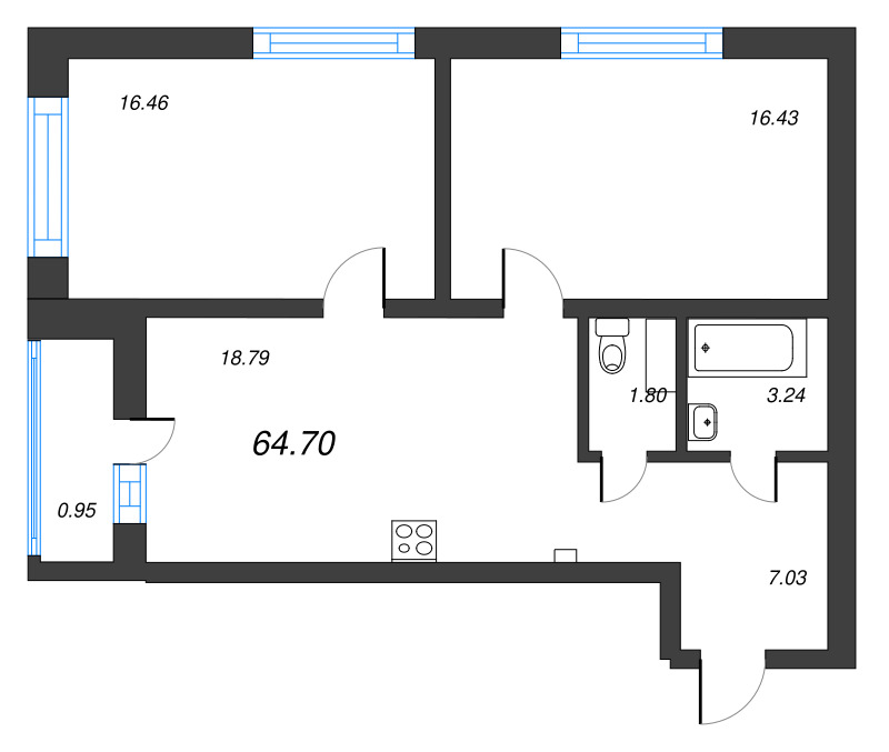 2 ккв 64,4 м²