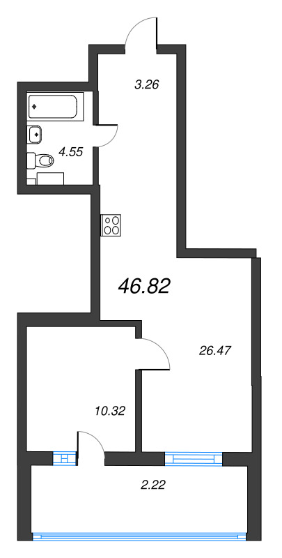 1 ккв 46,8 м²