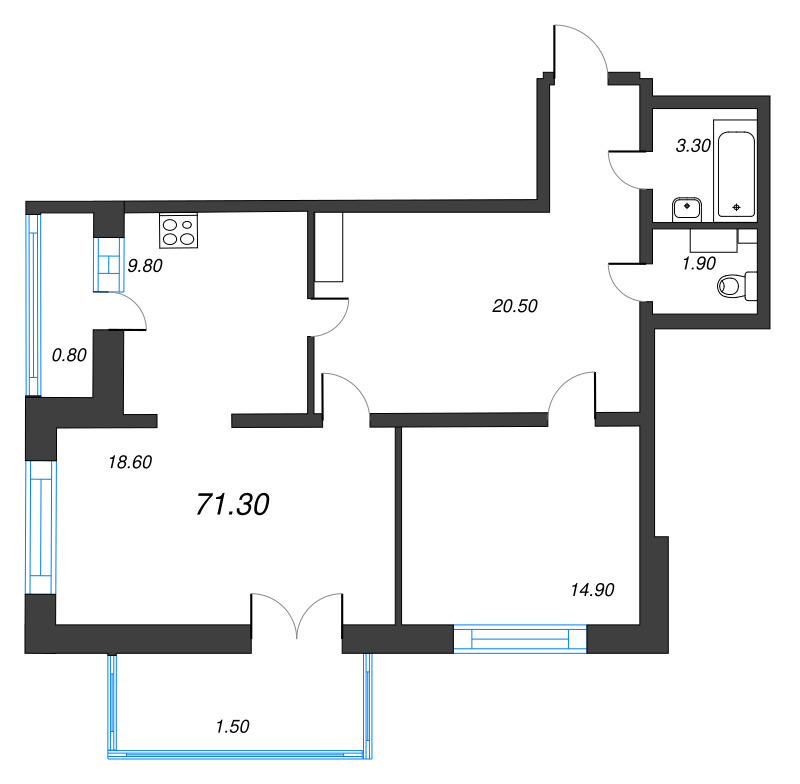 2 ккв 69,7 м²