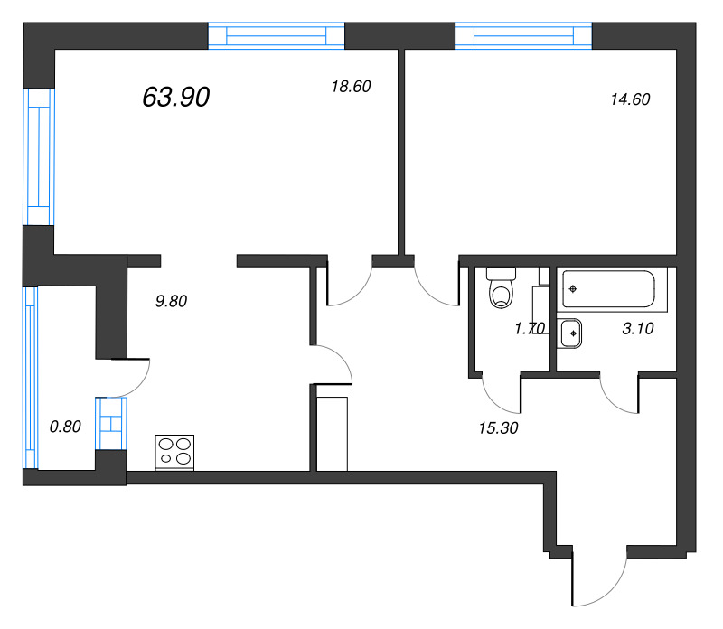 2 ккв 63,6 м²