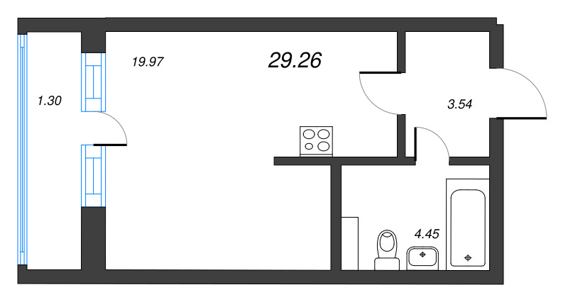 Студия 29,3 м²