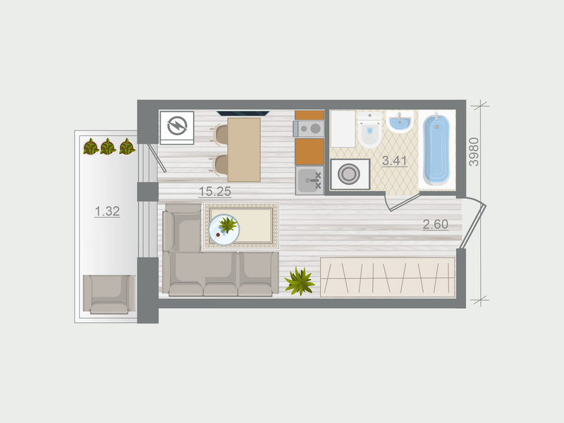 Студия 22,6 м²