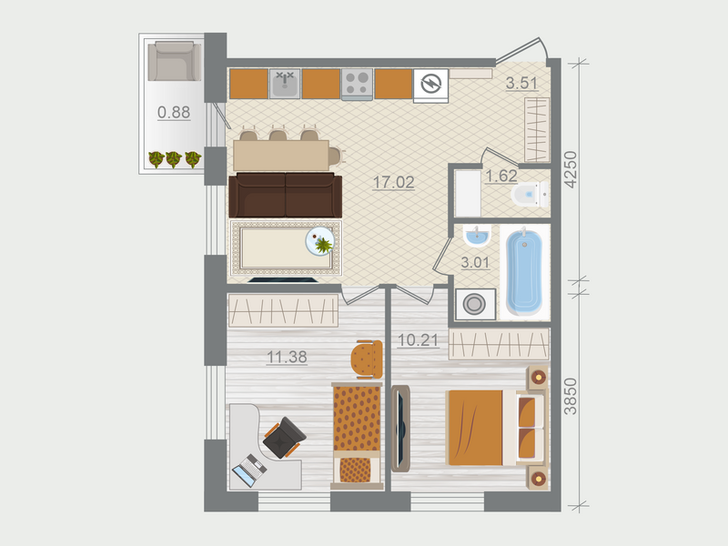 3 ккв (Евро) 47,3 м²