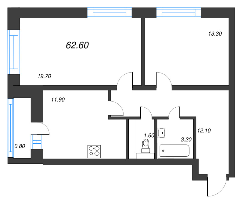 2 ккв 61,7 м²