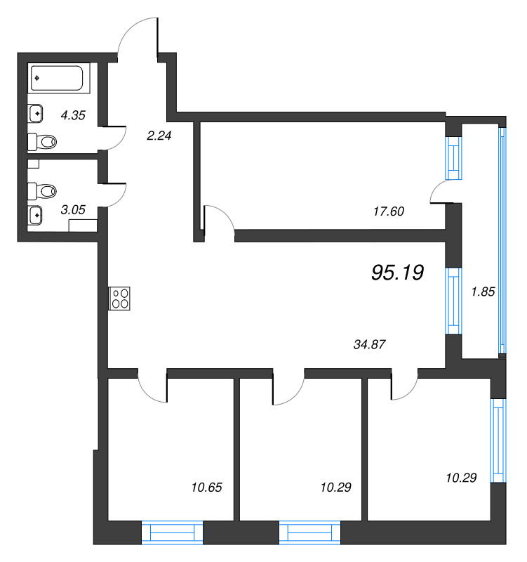 5 ккв (Евро) 95,2 м²