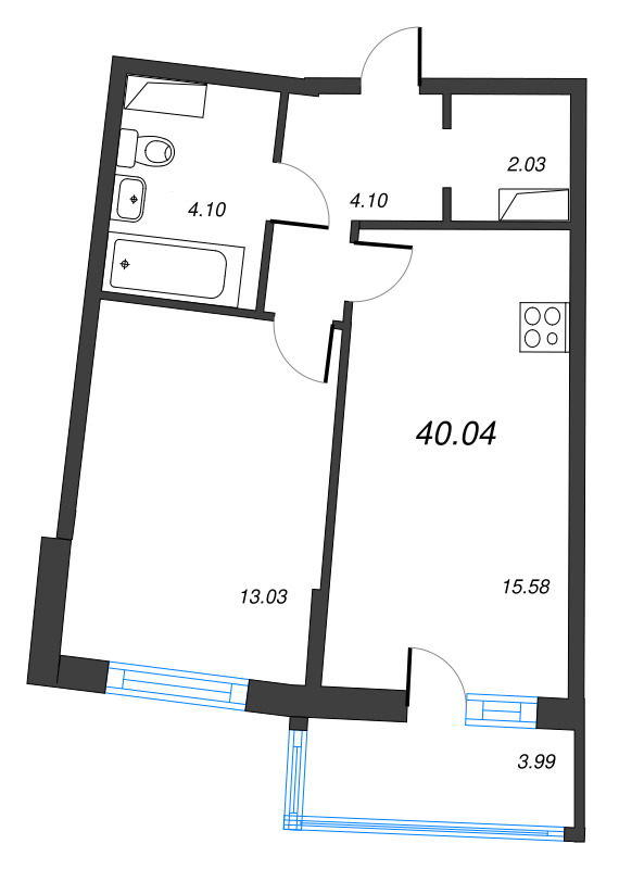 2 ккв (Евро) 40 м²