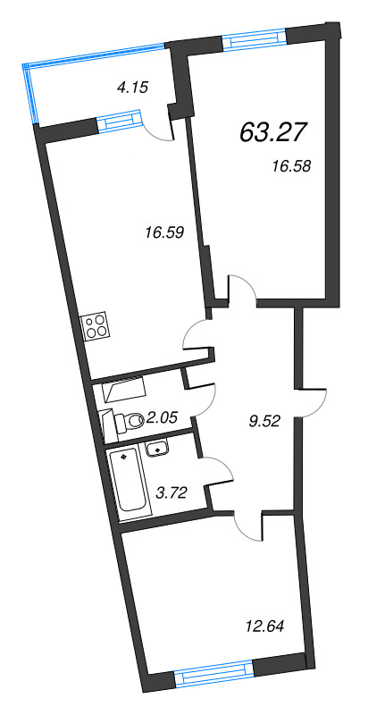 3 ккв (Евро) 63,3 м²