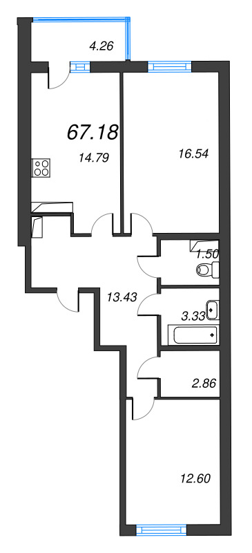 3 ккв (Евро) 67,2 м²