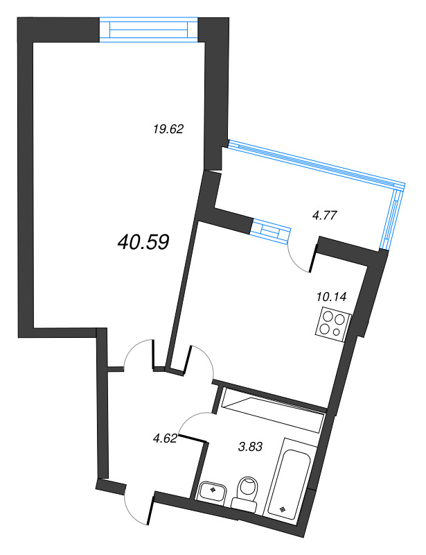 2 ккв (Евро) 40,6 м²