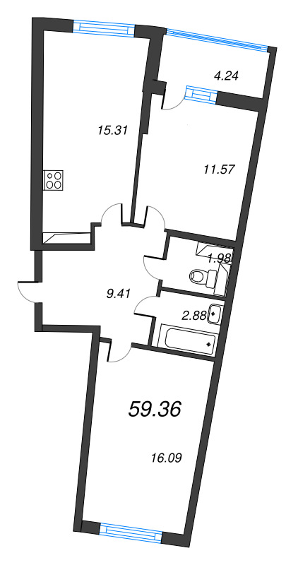 3 ккв (Евро) 59,4 м²
