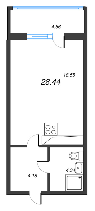 Студия 28,4 м²