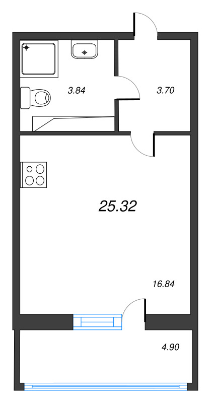 Студия 25,3 м²