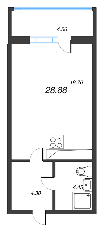 Студия 28,9 м²
