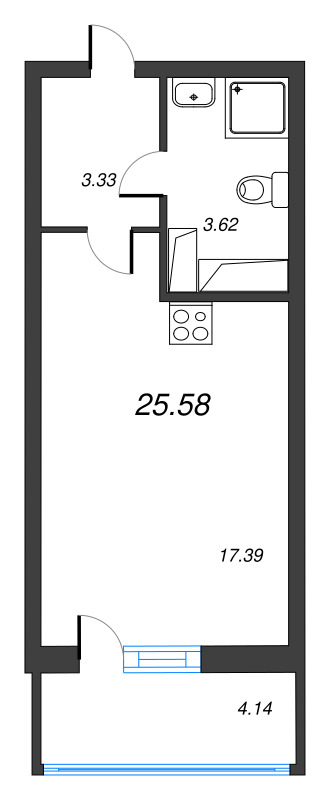 Студия 25,6 м²