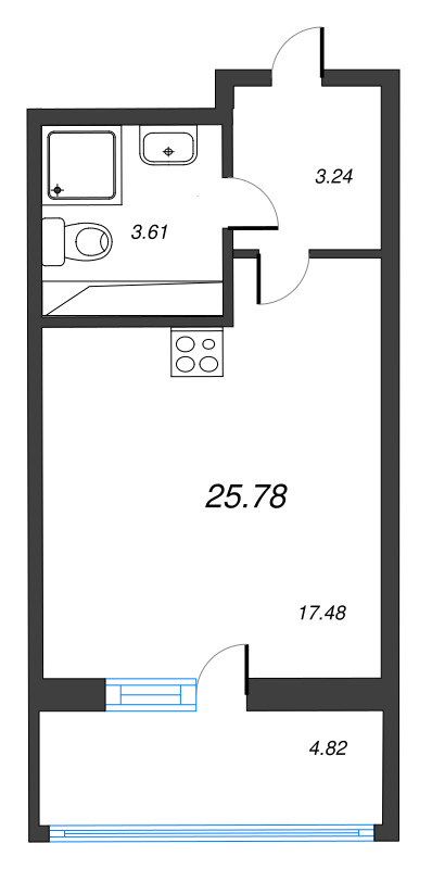 Студия 25,8 м²