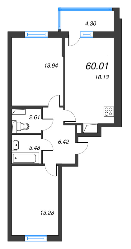 3 ккв (Евро) 60 м²